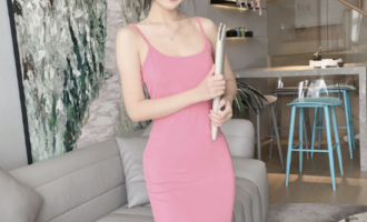 不呆猫 粉色长裙人妻居家摄影自拍